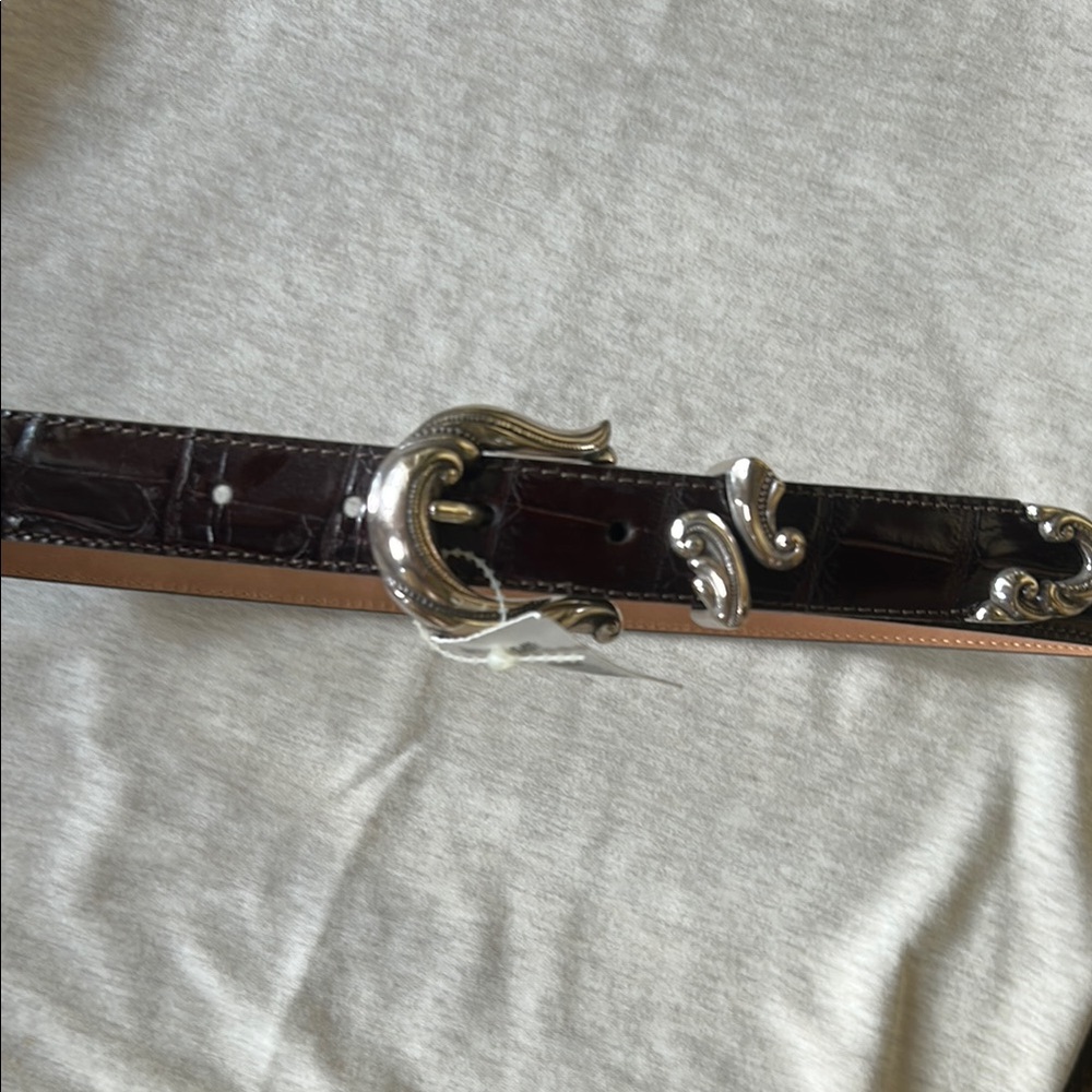 BRIGHTON Leather Belt with Silver Accents